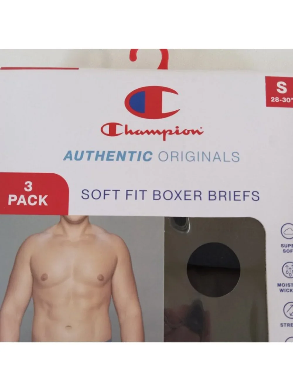 Champion Men's Soft Fit Boxer Briefs 3 Pack SMALL  Moisture Wicking Stretch